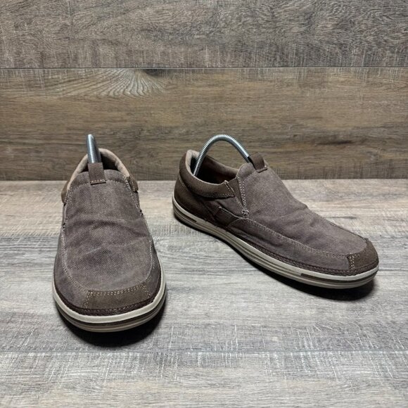 Skechers Landen Gomer Brown Canvas/Suede Trimmed Slip On Loafers Men's Size 9 - Picture 6 of 7